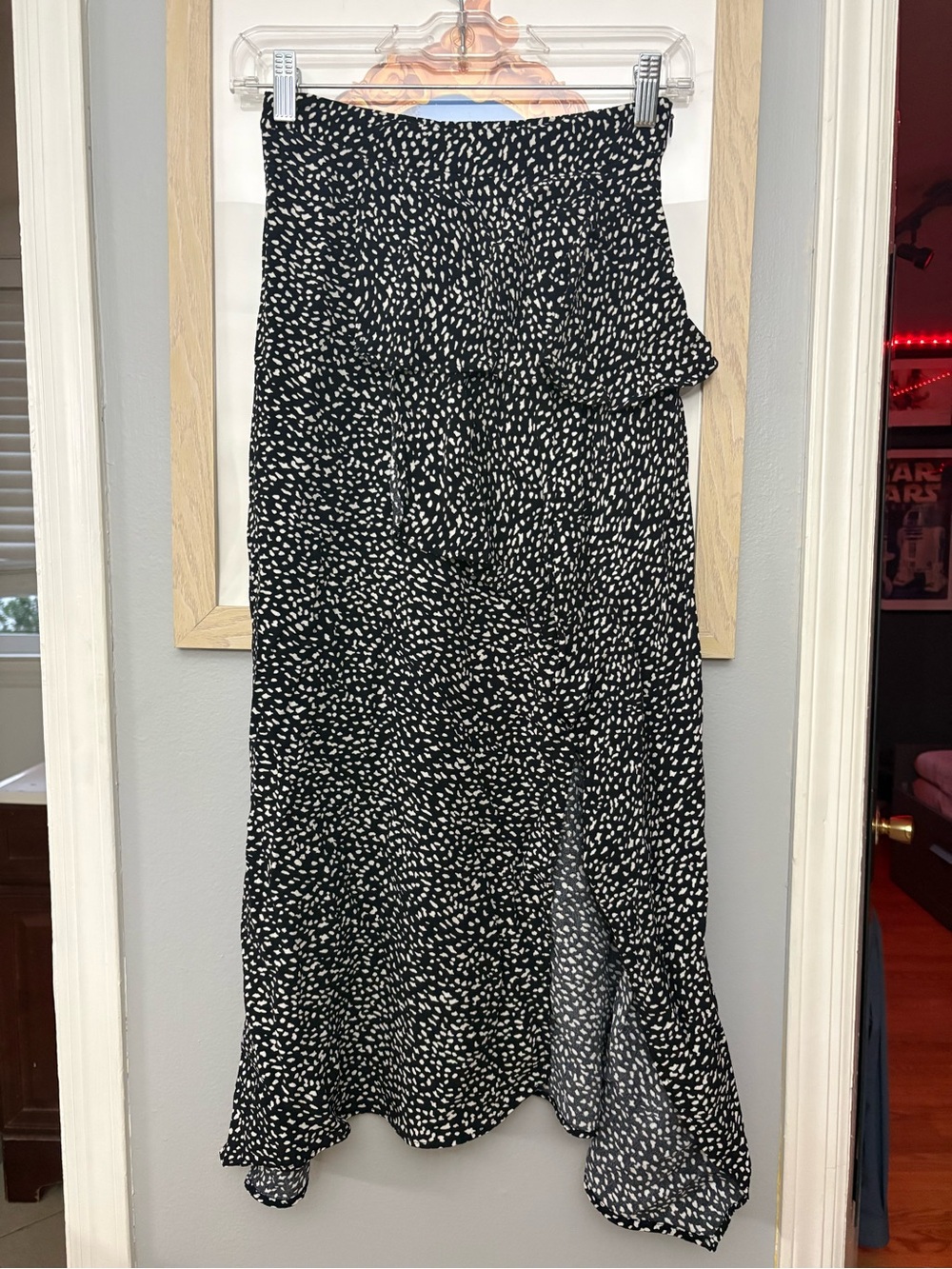 Zara Black and White High-Low Printed Skirt